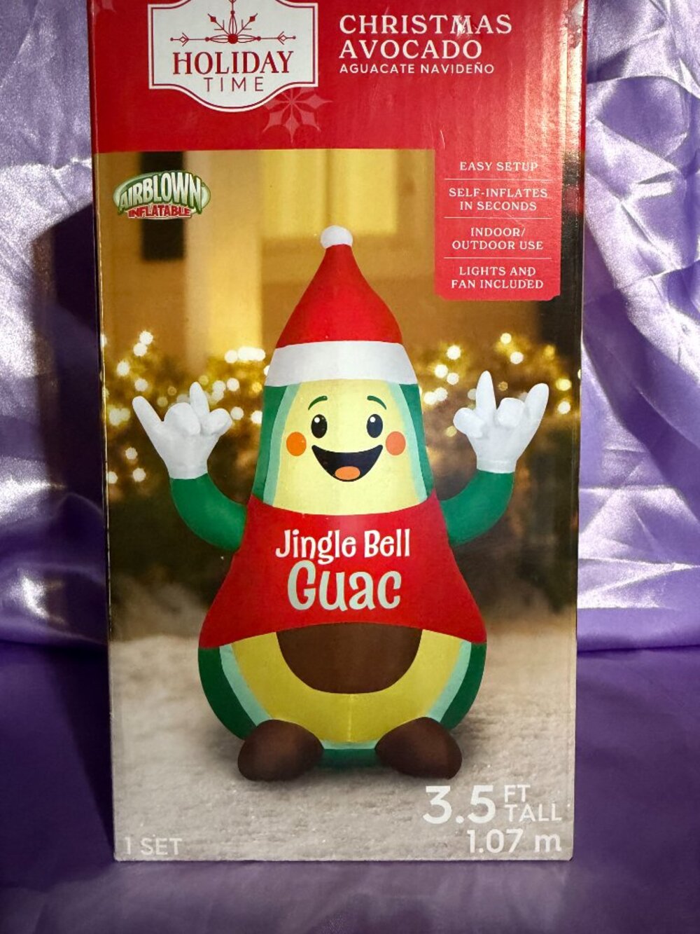 NIB-Christmas Inflatable Avocado Guacamole -3.5ft Tall